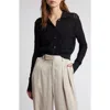 Frame Open Stitch Shrunken Cardigan In Black