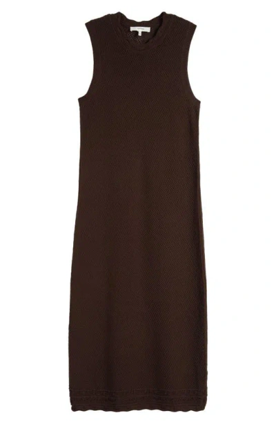 Frame Open Stitch Sleeveless Dress In Chocolate Brown
