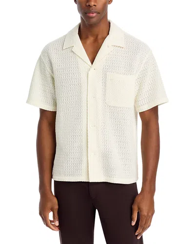 Frame Men's Open Weave Camp Shirt In Cream