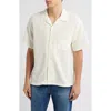 Frame Open Weave Short Sleeve Shirt Cream In White