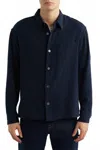 Frame Open Weave Long Sleeve Button Down Shirt In Dark Navy In Blue
