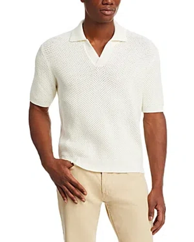 Frame Open Weave Polo Sweater In Off White