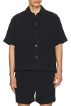 Frame Open Weave Shirt In Black