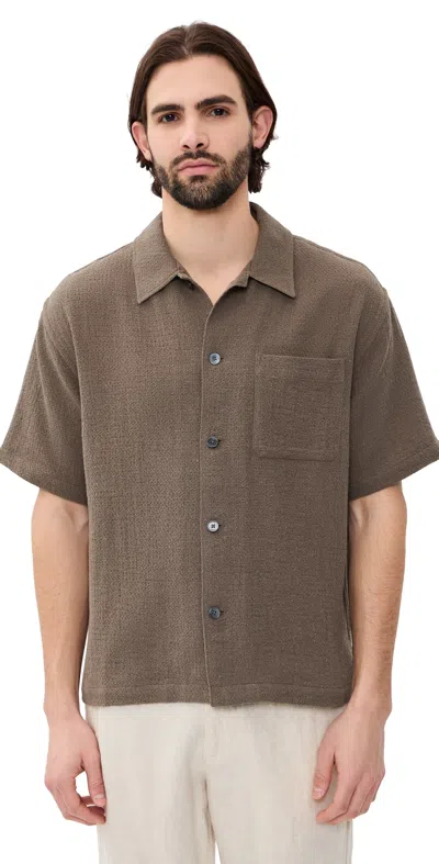 Frame Open Weave Shirt Warm Grey In Brown