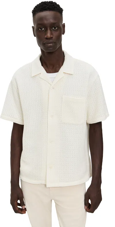Frame Open Weave Short Sleeve Shirt Cream