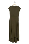 Frame Organic Cotton Jersey High-low Dress In Green