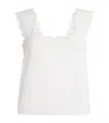 Frame Organic Cotton The Eyelet Tank Top In White