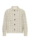 Frame Checked Wool-blend Overshirt In Off White Plaid