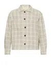 Frame Flannel Overshirt Jacket Off White Plaid In Off White Plaid