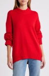 Frame Oversized Cashmere Sweater In True Red