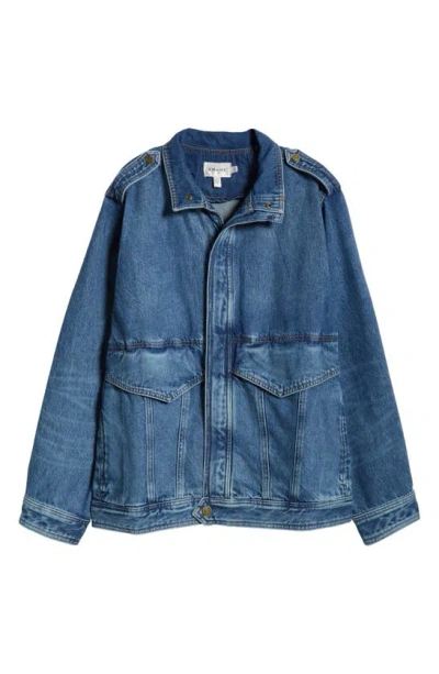 Frame Oversize Denim Power Jacket In Luxor