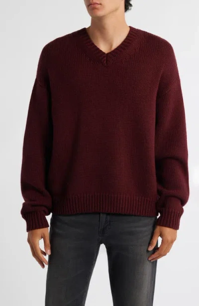 Frame Men's Wool And Cashmere Knit V-neck Sweater In Burgundy