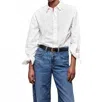 Frame Oversized Button Down Shirt In Pearl In White