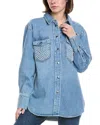 Frame Oversized Pearl Stud Shirt In Blue