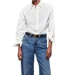 Frame Oversized Shirt In White Pearl In Multi