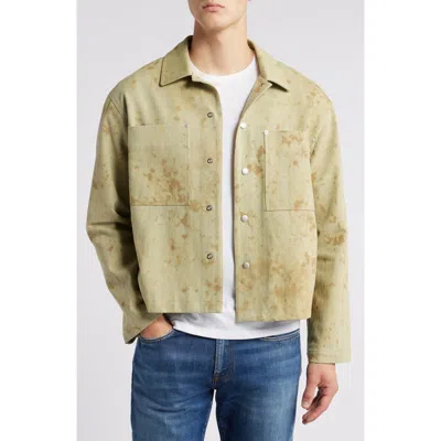 Frame Paint Splatter Denim Shirt Jacket In Washed Indigo