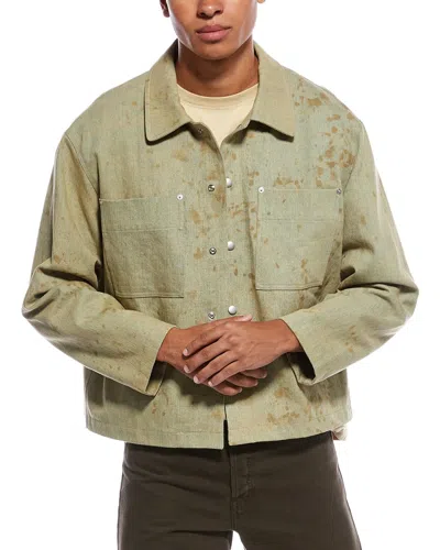 Frame Painted Denim Shirt Jacket In Blue
