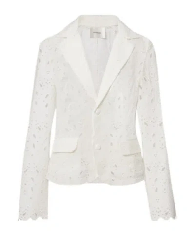 Frame Paisley Broderie Anglaise Cotton Blazer In White
