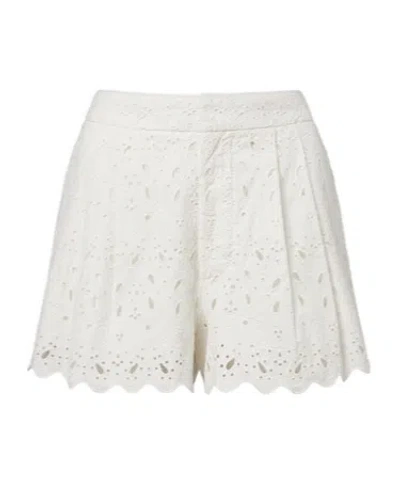 Frame Paisley Eyelet Cotton Shorts In White