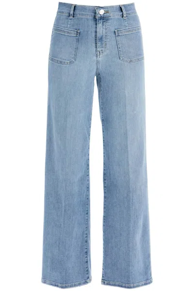 Frame Le Slim Palazzo Bardot Pocket Jeans In Blue