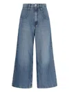 Frame Denim Patch Pocket Slim Palazzo Doris Wide Leg Jean In Blue
