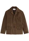 Frame Panelled Suede Jacket In Brown