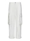 Frame Wide Leg Cargo Denim Pants In White