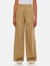 Frame Pleated Wide Leg Pant In Camel In Brown