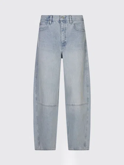 Frame Twisted High-rise Barrel Jeans In Never In Blue