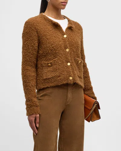 Frame Patch Pocket Cardigan In Camel