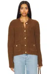 Frame Patch Pocket Cardigan In Camel