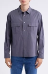 Frame Patch Pocket Cotton Button-up Shirt In Blue
