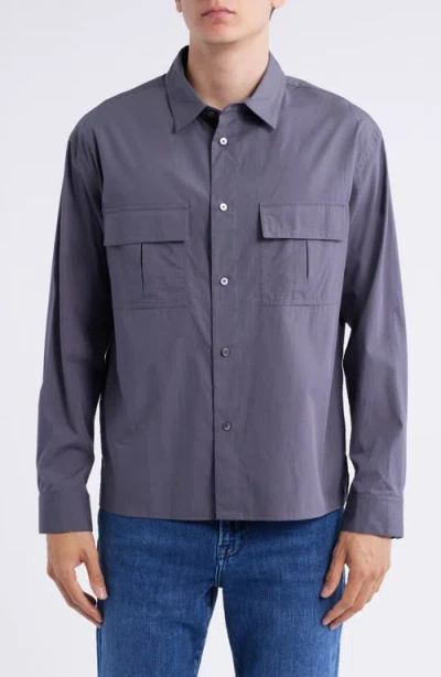 Frame Patch Pocket Cotton Button-up Shirt In Blue