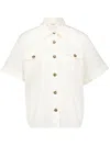 Frame Womens Cream Patch-pocket Cotton-blend Utility Shirt In Neutrals