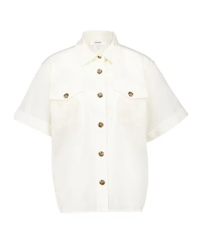Frame Patch Pocket Utility Cotton-blend Shirt In Ivory