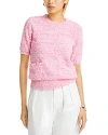 Frame Patch Pocket Short Sleeve Sweater In Pink