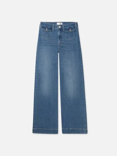 Frame Patch Pocket Slim Palazzo Jeans In Blue