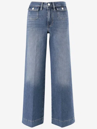 Frame Patch Pocket Slim Palazzo Jeans In Stretch Denim