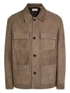Frame Patch-pocket Suede Jacket In Brown