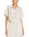 Frame Womens Cream Patch-pocket Cotton-blend Utility Shirt In Cream