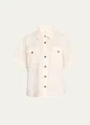 Frame Womens Cream Patch-pocket Cotton-blend Utility Shirt In Cream