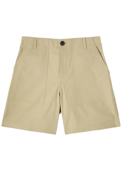 Frame Patch Traveler Cotton Shorts In Beige