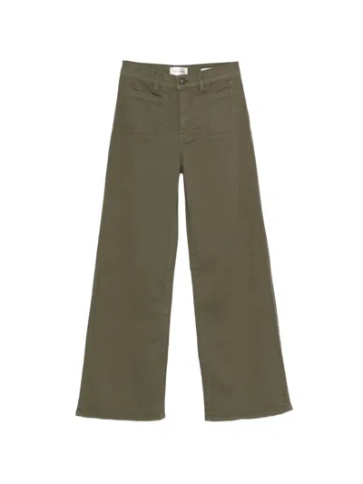 Frame Patch-pocket Wide-leg Palazzo Pants In Green