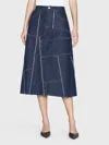 Frame Patchwork Skirt In Hemlock In Blue