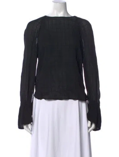 Pre-owned Frame Patterned Crew Neck Blouse In Black