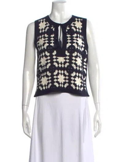 Pre-owned Frame Patterned Crew Neck Sweater In Blue