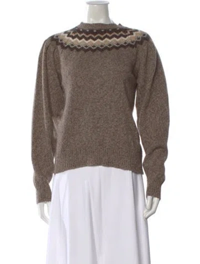 Pre-owned Frame Patterned Crew Neck Sweater In Brown