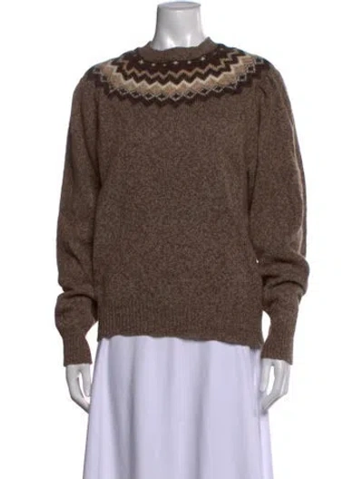 Pre-owned Frame Patterned Crew Neck Sweater In Green