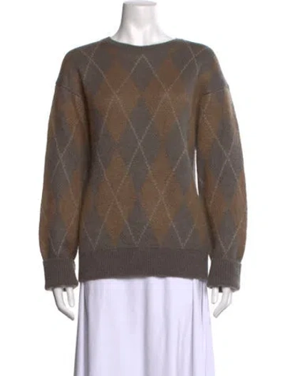 Pre-owned Frame Patterned Crew Neck Sweater W/ Tags In Brown