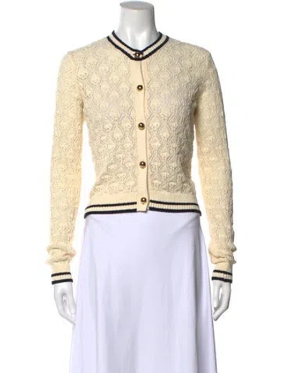 Pre-owned Frame Patterned Crew Neck Sweater In White
